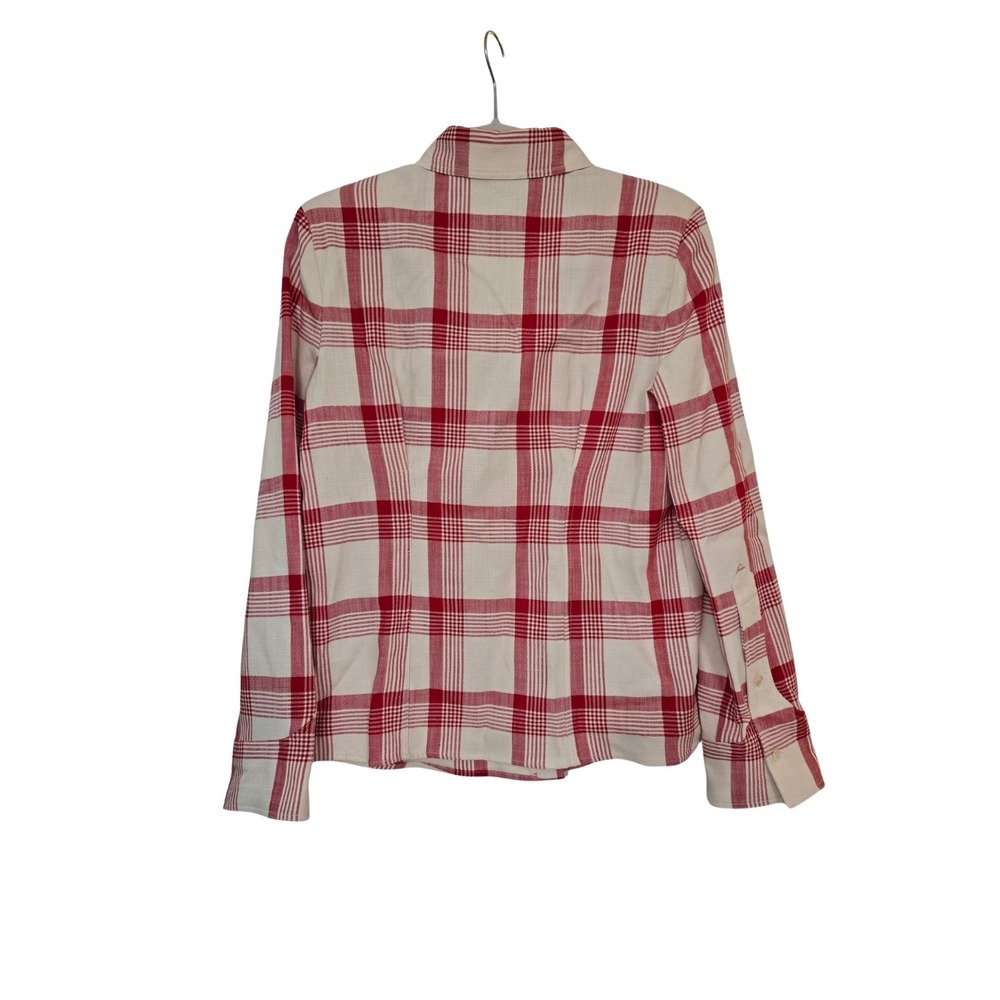 Zara ZW Collection Checked Button Up Shirt Shoulder Pads Red Sz S NWT - Picture 3 of 14
